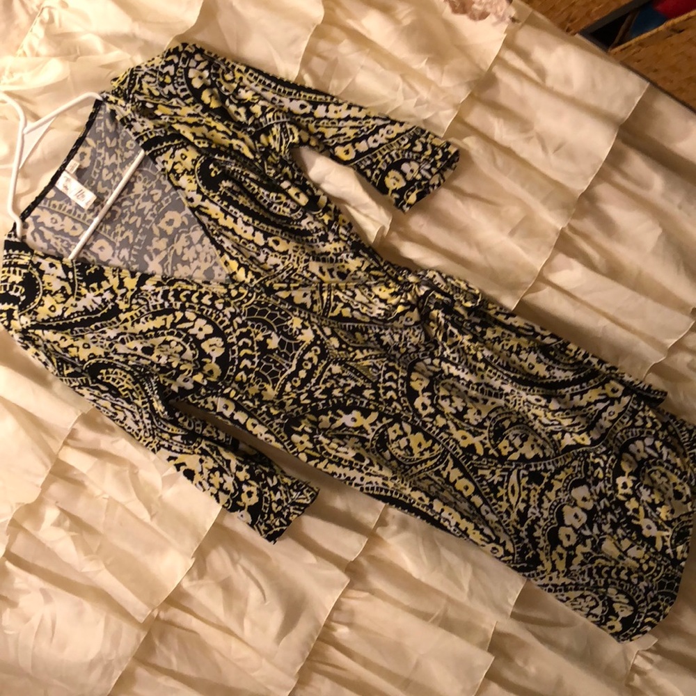 3/4 length sleeve wrap dress